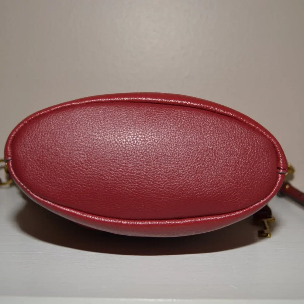 Fossil Talulla Red Velvet Brandy Leather NWT $230 Crossbody Hobo Bag